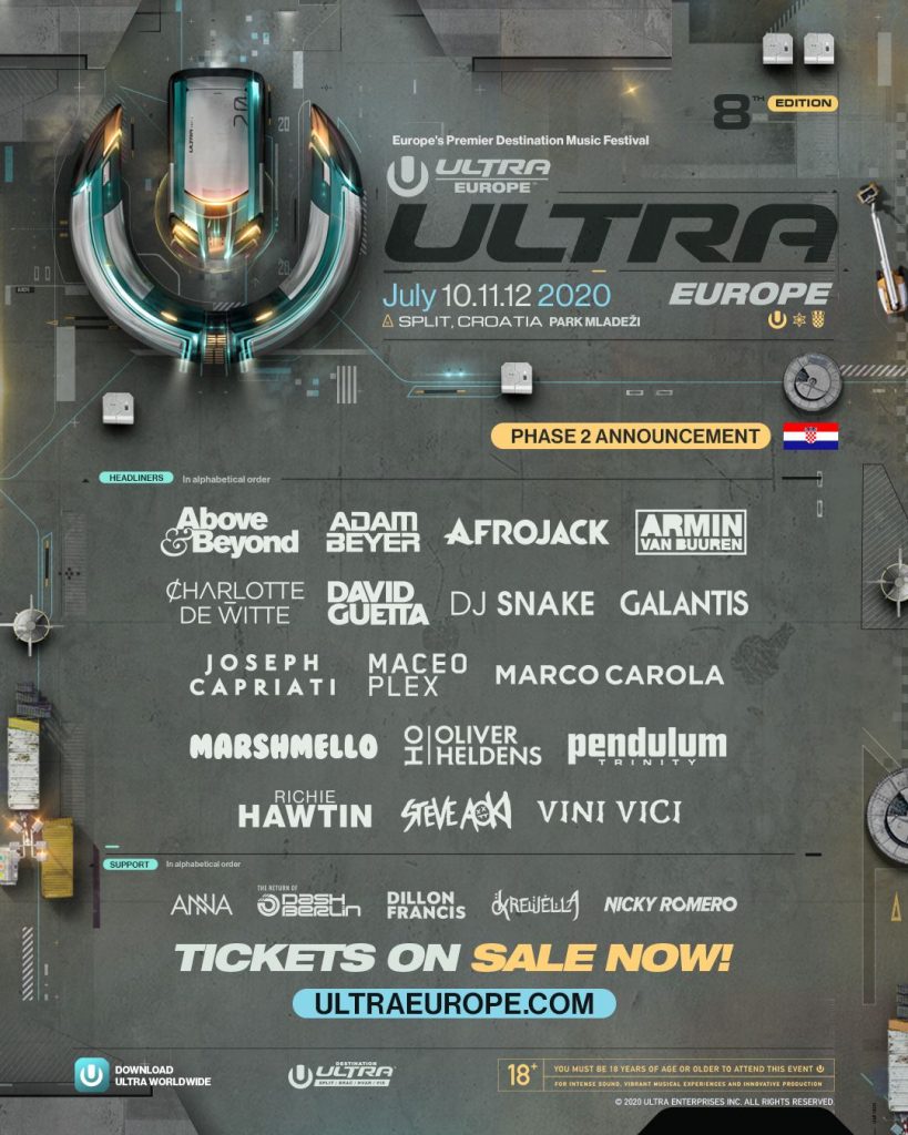 ULTRA Europe 2020 lineup phase 2 CREDIT ULTRA Europe